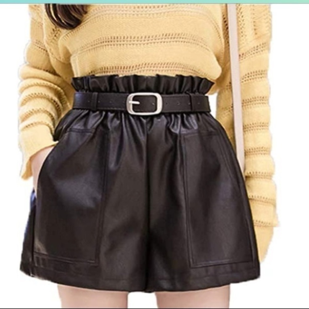 Pleather Paper Bag Shorts